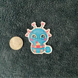 10/$10 Stickers -  Blue Monster with Pink Cupcake and Heart Accents